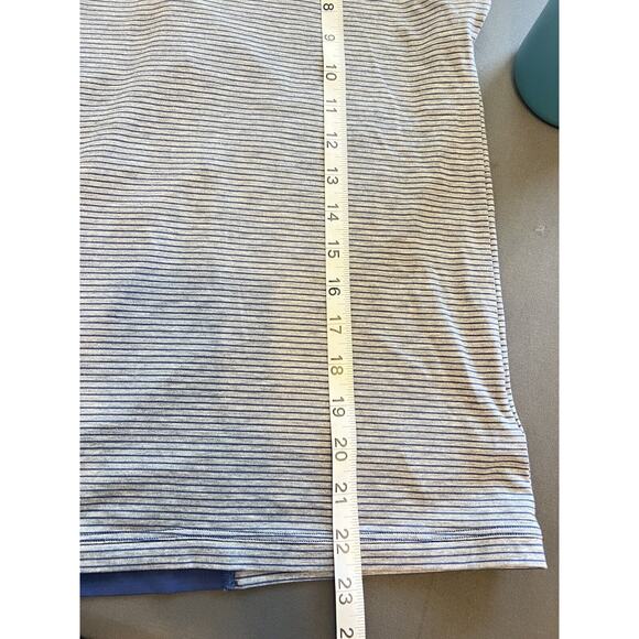 Athleta Girl XXL / 16 Stripe Blue Gray Back At It Tee Mesh Back - Picture 6 of 8